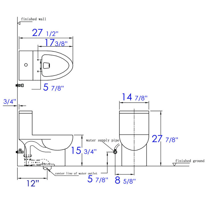 EAGO GPF Elongated Floor Mounted OnePiece Toilet (Seat Included